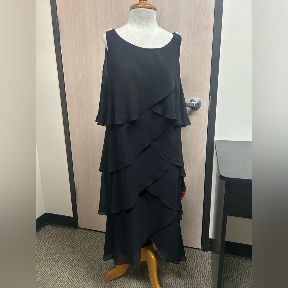 Avenue Black Asymmetrical Layered Dress